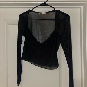 Pull&Bear Black Mesh Top